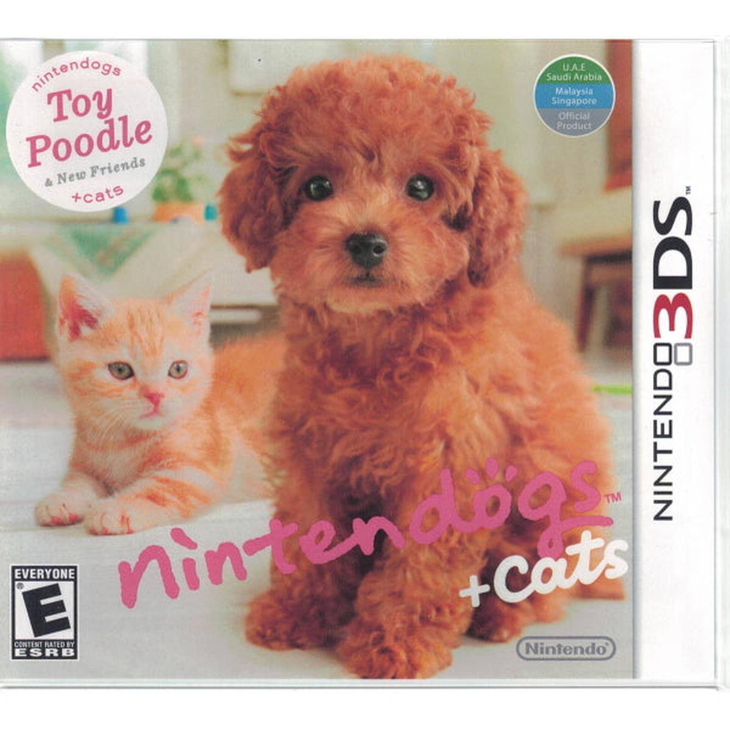 nintendogs  
Toy Poodle & New Friends +cats  

nintendogs +cats  

Nintendo 3DS™  

U.A.E. Saudi Arabia Malaysia Singapore Official Product  

Nintendo  

EVERYONE E  
CONTENT RATED BY ESRB - E (Everyone)