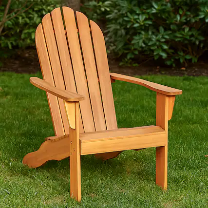 Front. Hivvago - Ergonomic Patio Chair Crafted with Durable Acacia Wood - Natural.