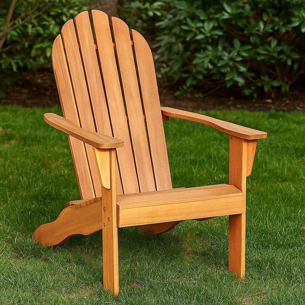 Front. Hivvago - Ergonomic Patio Chair Crafted with Durable Acacia Wood - Natural.