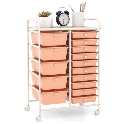 Front. Costway - Costway 15 Drawer Rolling Storage Cart Tools Scrapbook Paper Office School Organizer - Orange.
