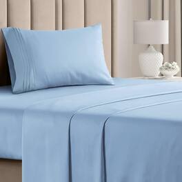 CGK Linens - Luxury Soft 4 Piece Solid Bed Sheet Set - Deep Pocket Fits 8"-16" Mattresses - Twin - Light Blue