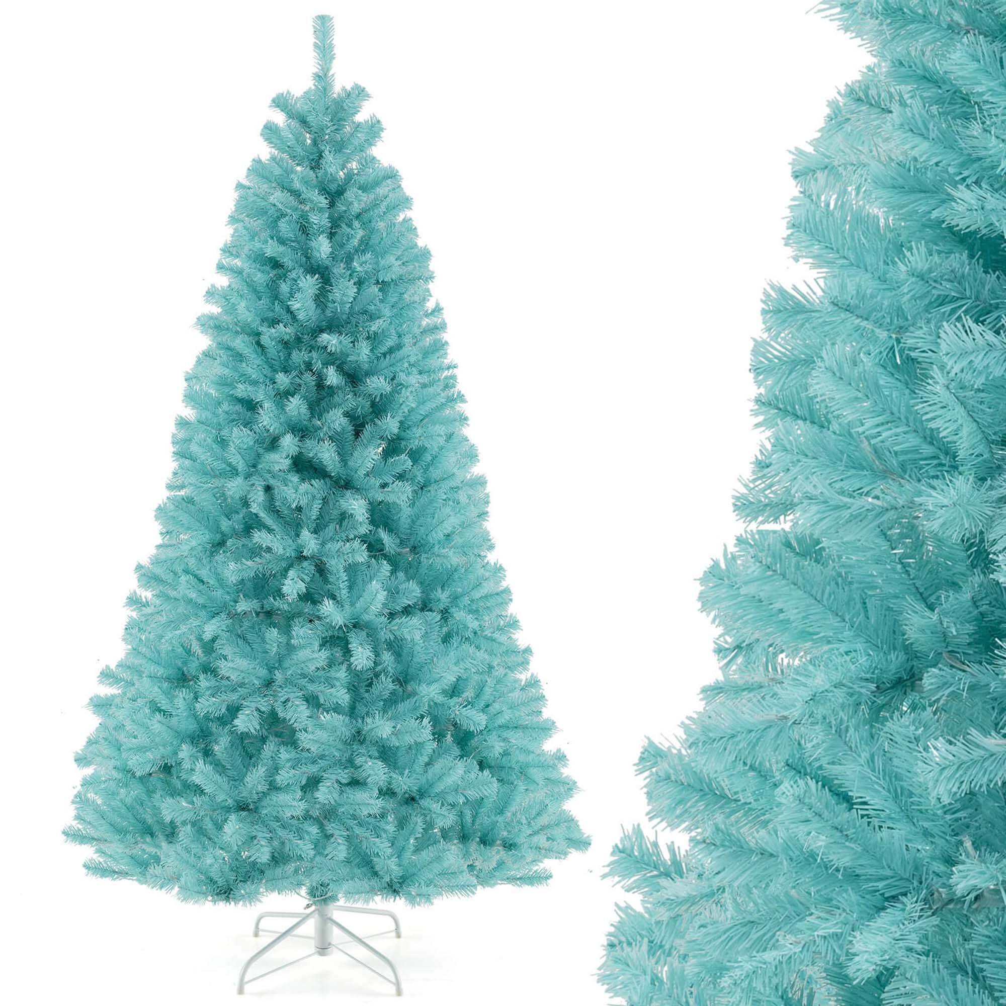 Alt View 9. Costway - Costway 7 FT Artificial Xmas Tree with 1040 Branch Tips 380 Warm White LED Lights - Blue.