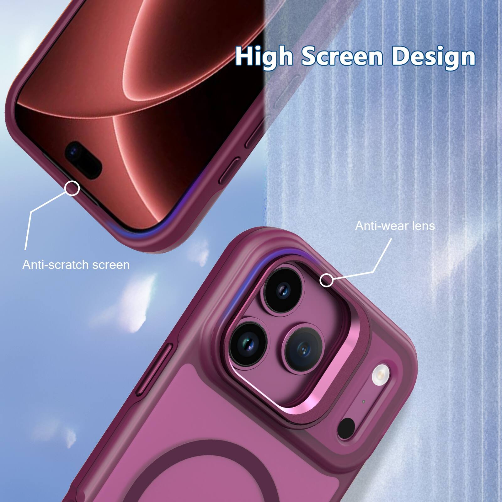 High Screen Design  
Anti-wear lens  
Anti-scratch screen