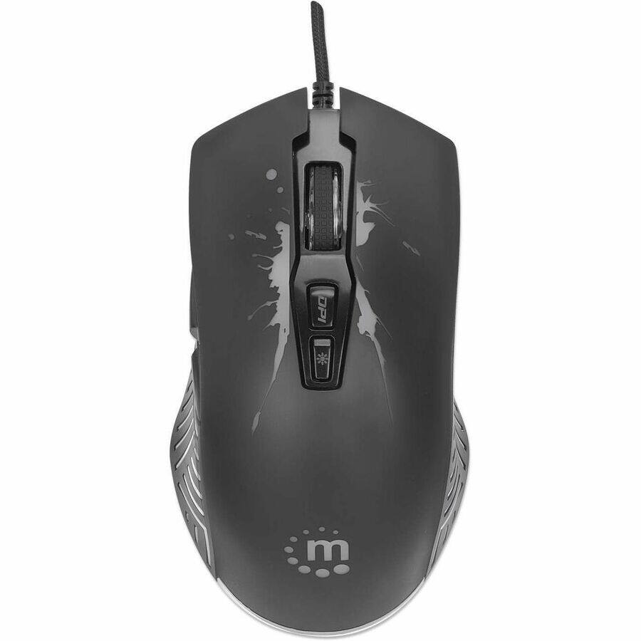 Alt View 5. Manhattan - Manhattan 7200 DPI RGB LED Wired Optical Seven Button USB Gaming Mouse - Optical - Cable - Black - USB 2.0 Type A - 7200 - Black.