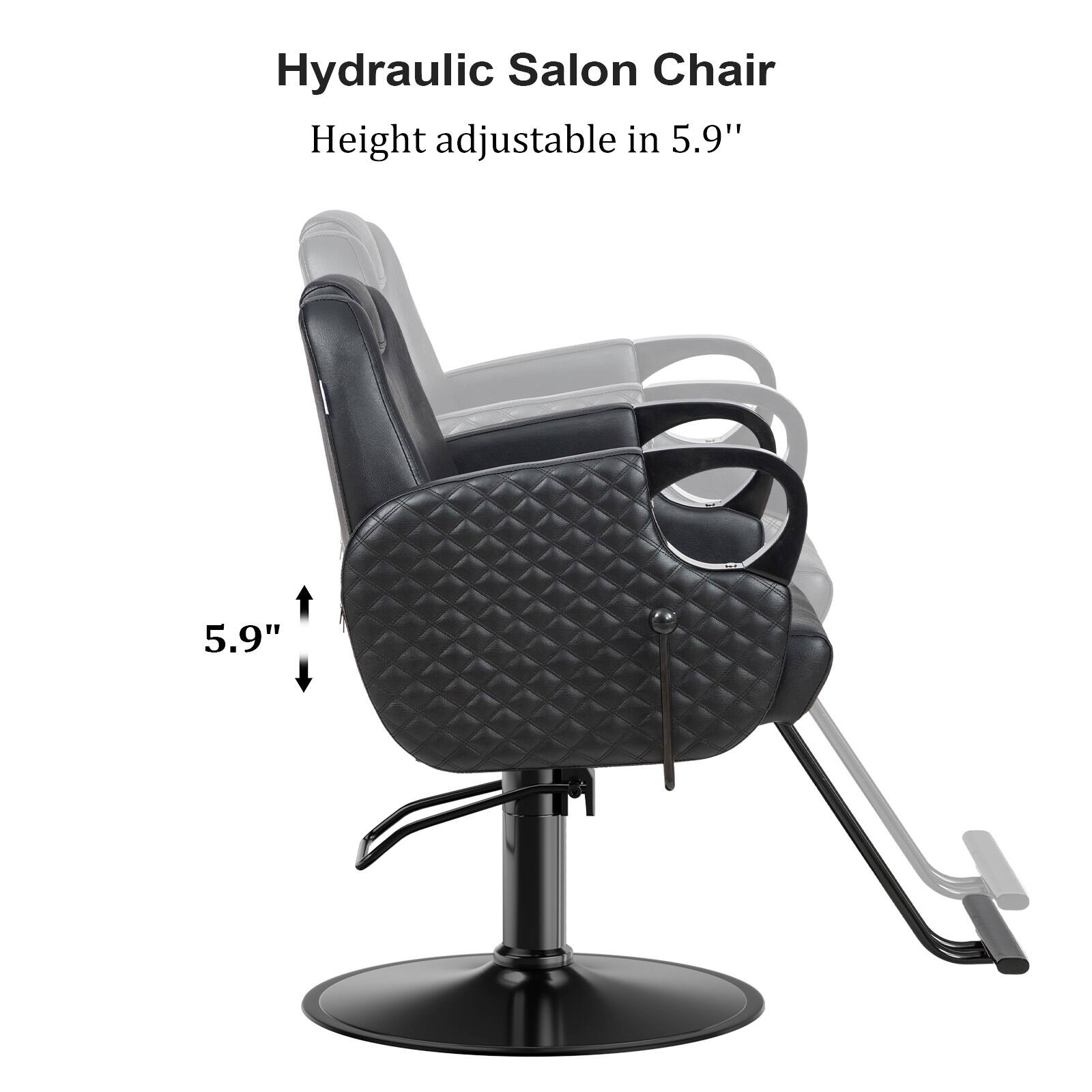 Hydraulic Salon Chair  
Height adjustable in 5.9"