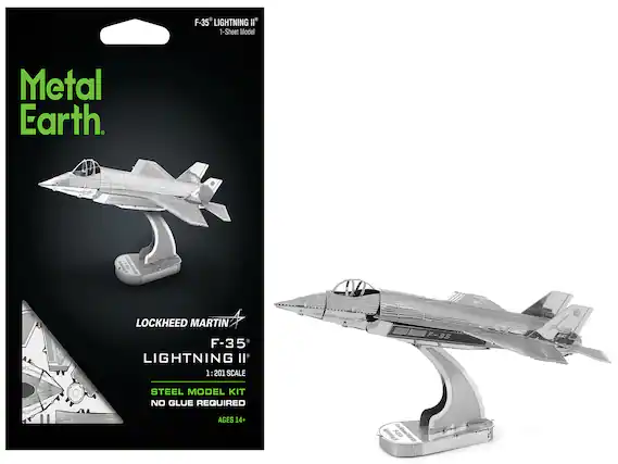 F-35 LIGHTNING II
1-Sheet Model
Metal Earth
LOCKHEED MARTIN
F-35 LIGHTNING II
1:201 SCALE
STEEL MODEL KIT
NO GLUE REQUIRED
AGES 14+
F-35 LIGHTNING II
1-Sheet Model
LOCKHEED MARTIN
F-35 LIGHTNING II
1:201 SCALE
STEEL MODEL KIT
NO GLUE REQUIRED
AGES 14+