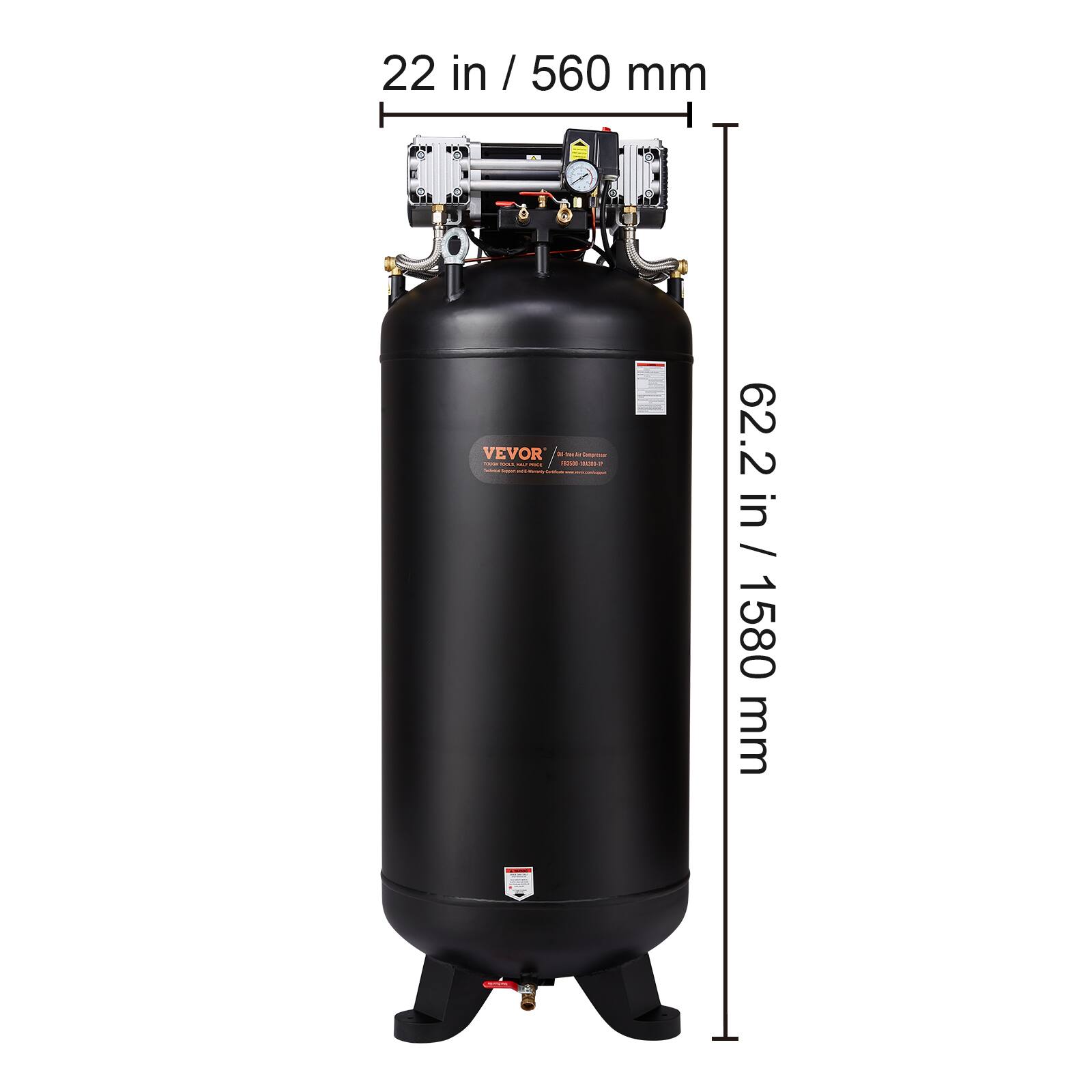 22 in / 560 mm  
62.2 in / 1580 mm