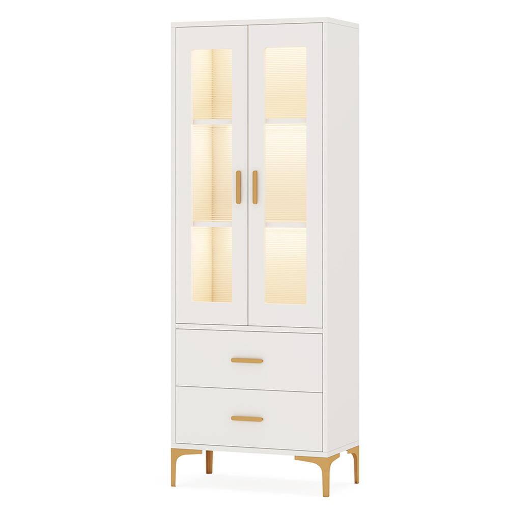 Left. Kadyn - Kadyn Bookshelf, Storage Shelf, Bookcase,Freestanding Bookcase Bookshelf with LED Light, Doors & 2 Drawers, White - White.