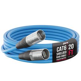 Lyxpro - Shielded Cat6 Cable, RJ45 Ethercon Cable - Male to Male, 20 feet - Blue