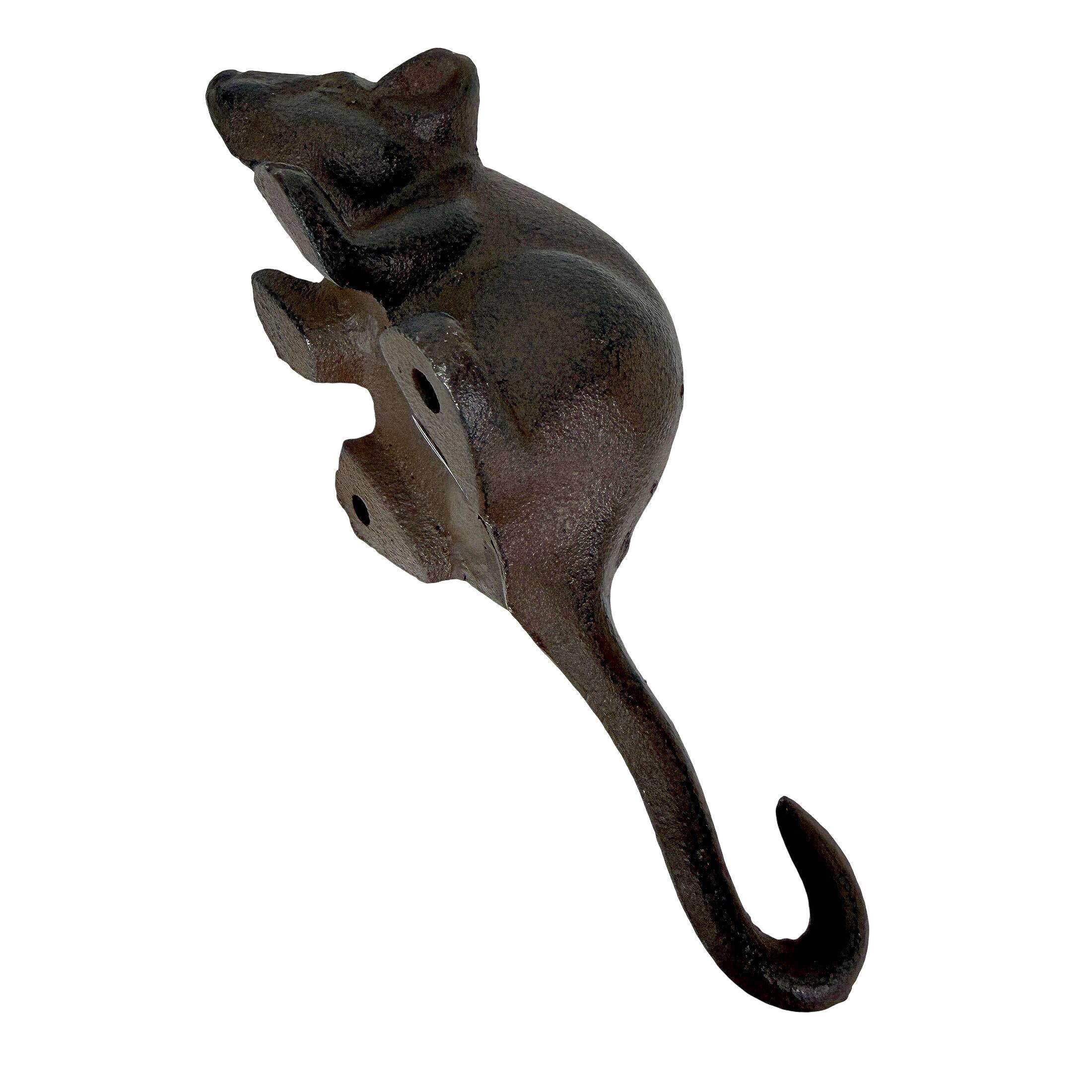 Alt View 2. Things2Die4 - Set of 4 Mouse Wall Hooks Distressed Brown Cast Iron 6 in Decorative - Brown.