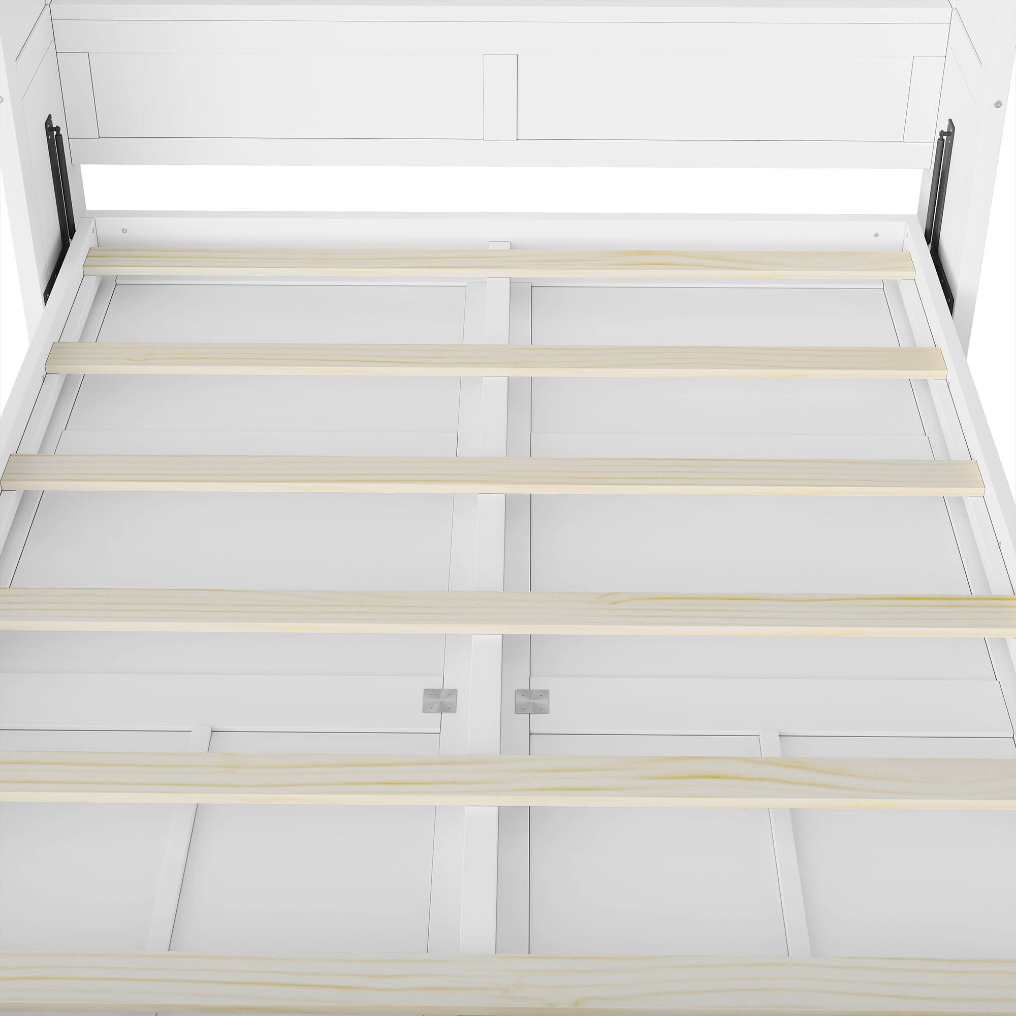 Alt View 2. Whisen - Full Size Murphy Bed with Cabinet, Wood & MDF Foldable Guest Bed, Space-Saving Furniture - White.