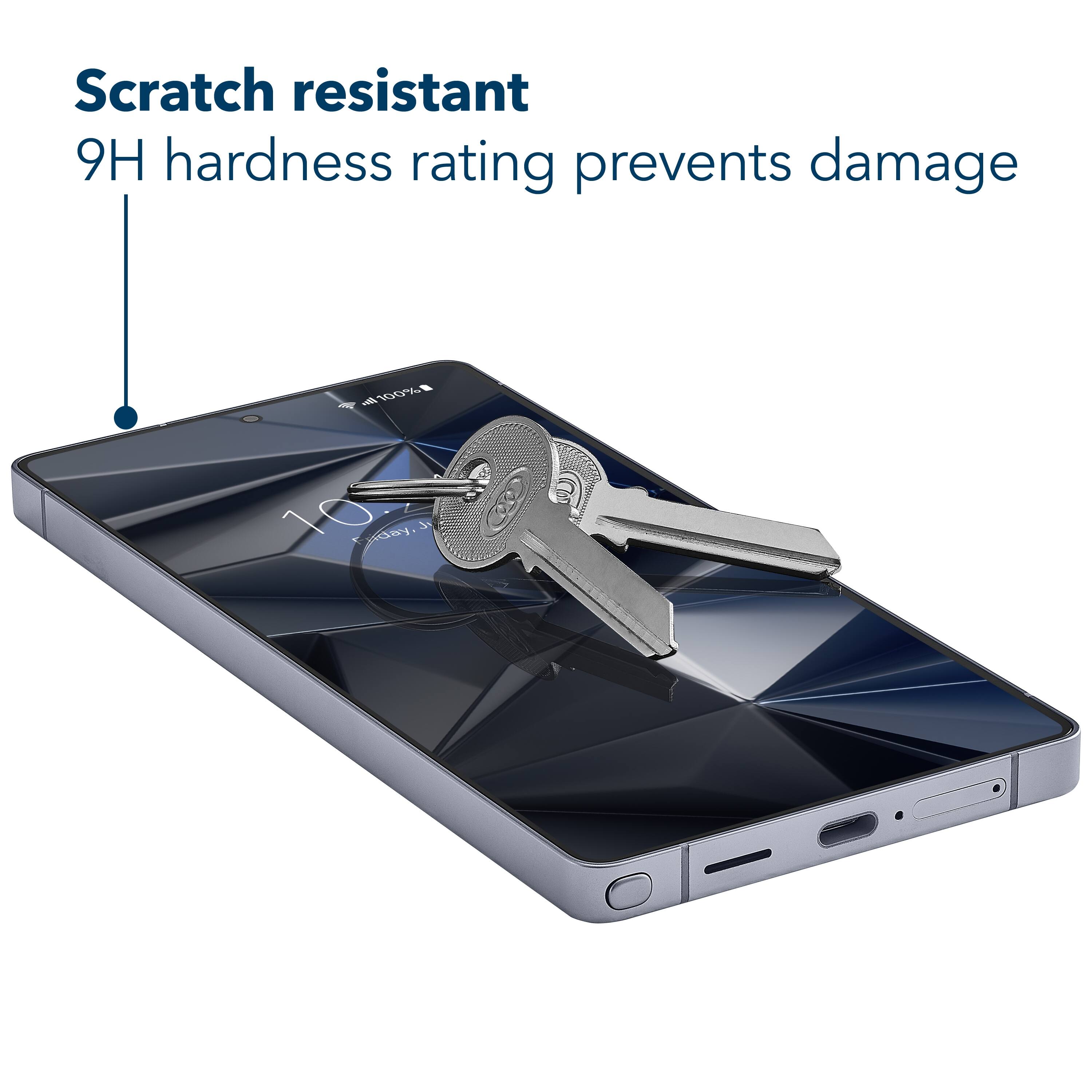 Scratch resistant 9H hardness rating prevents damage. 100% 10 days.