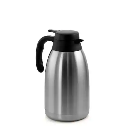 Front. MegaChef - MegaChef 2L Stainless Steel Thermal Beverage Carafe for Coffee and Tea - Silver and Black.