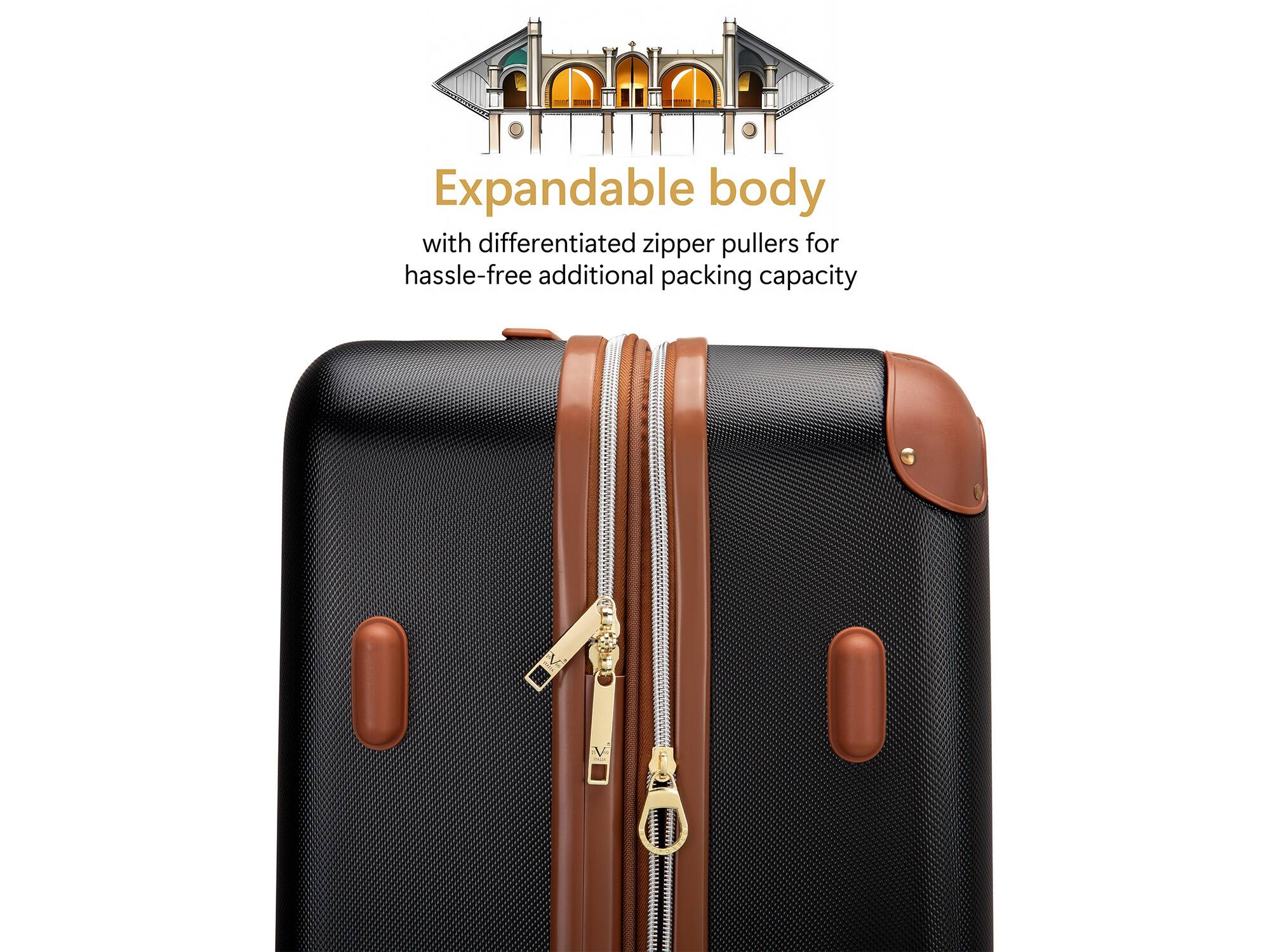 Expandable body with differentiated zipper pullers for hassle-free additional packing capacity