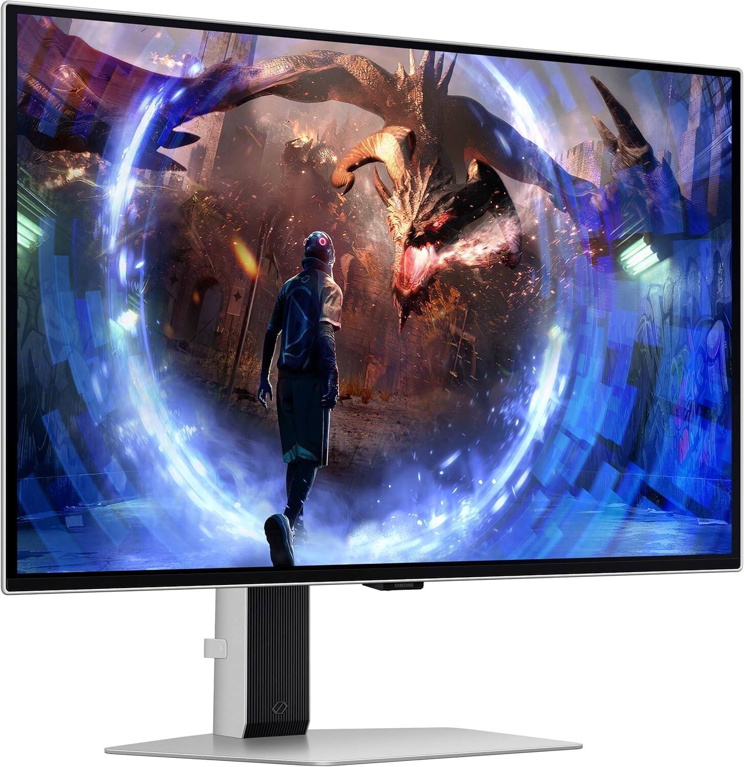 Angle. Samsung - Samsung 27" QHD Gaming Monitor, Anti-Glare, 360Hz Refresh Rate, Flicker Free, VESA Mount, HDMI & DKZ Hub, Silver 2 Pack - Silver.