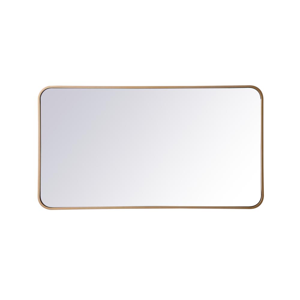 Alt View 2. Elegant Decor - Soft corner metal rectangular mirror 22x40 inch in Brass - Brass.