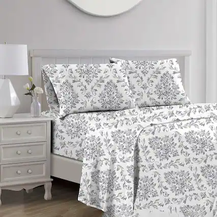 Front. RT Designers Collection - RT Designers Collection Skylar Organic Cotton Ultra Soft Printed Sheet Set Multi King - Multicolor.