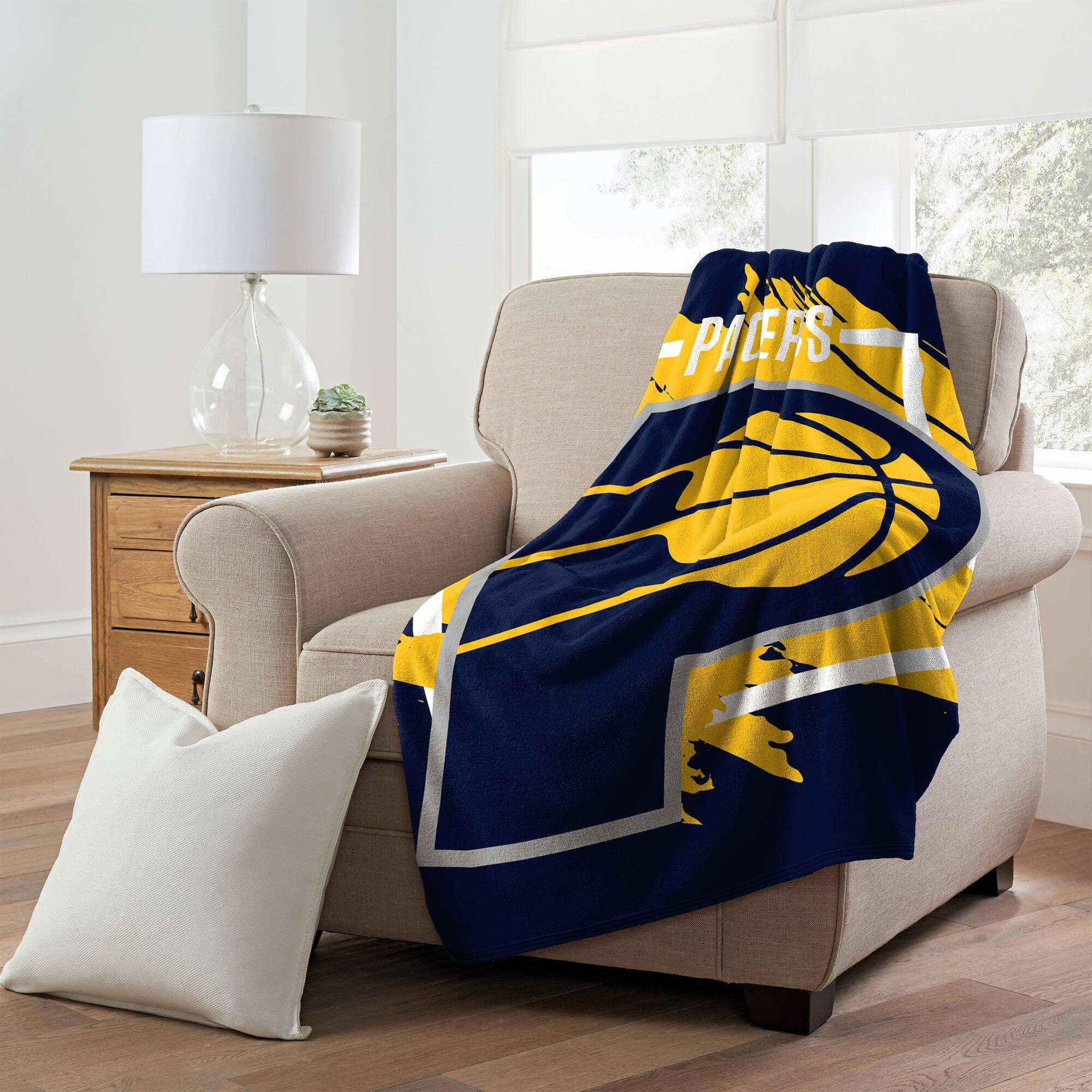 Alt View 1. Northwest - Indiana Pacers 46" x 60" Dimensional Micro Raschel Plush Throw Blanket - Navy.
