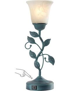 FINEAK - Vintage Table Lamp with Touch Control & Dual USB Charging - 1 Pack - Retro Green