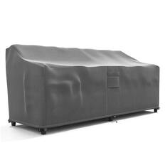 Front. KHOMO GEAR - Heavy-Duty Patio Sofa Cover, Waterproof Outdoor Furniture Protector, Fade & Weather Resistant – 32.5" H x 76” W x 31" D - Grey.