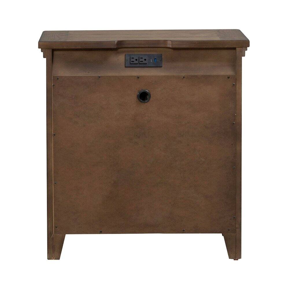 Left. Liberty Furniture Industries - Bedroom Nightstand with AC USB Charging Station Station - Amber Brown Wood - Amber Brown.