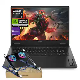 HP - Omen 17.3" FHD 144Hz Laptop - AMD Ryzen AI 9 365 with 32GB DDR5 RAM - 1TB SSD - NVIDIA GeForce RTX 5060 - PCO LT Cooler - Black