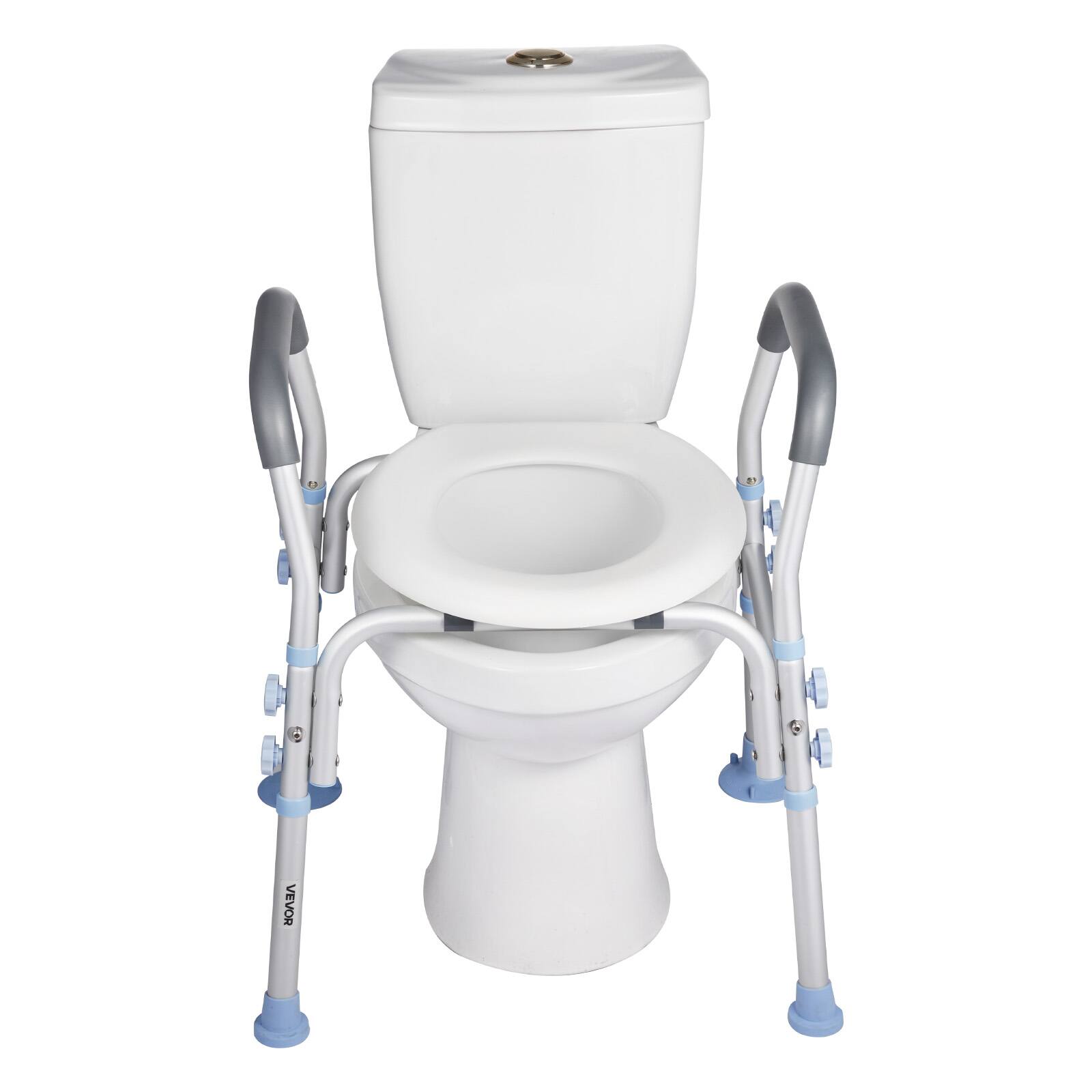 Alt View 5. VEVOR - Raised Toilet Seat with Arms, 300 lbs Load Capacity, Adjustable Height, Widened Commode Elevated Toilet Seat Riser - White.