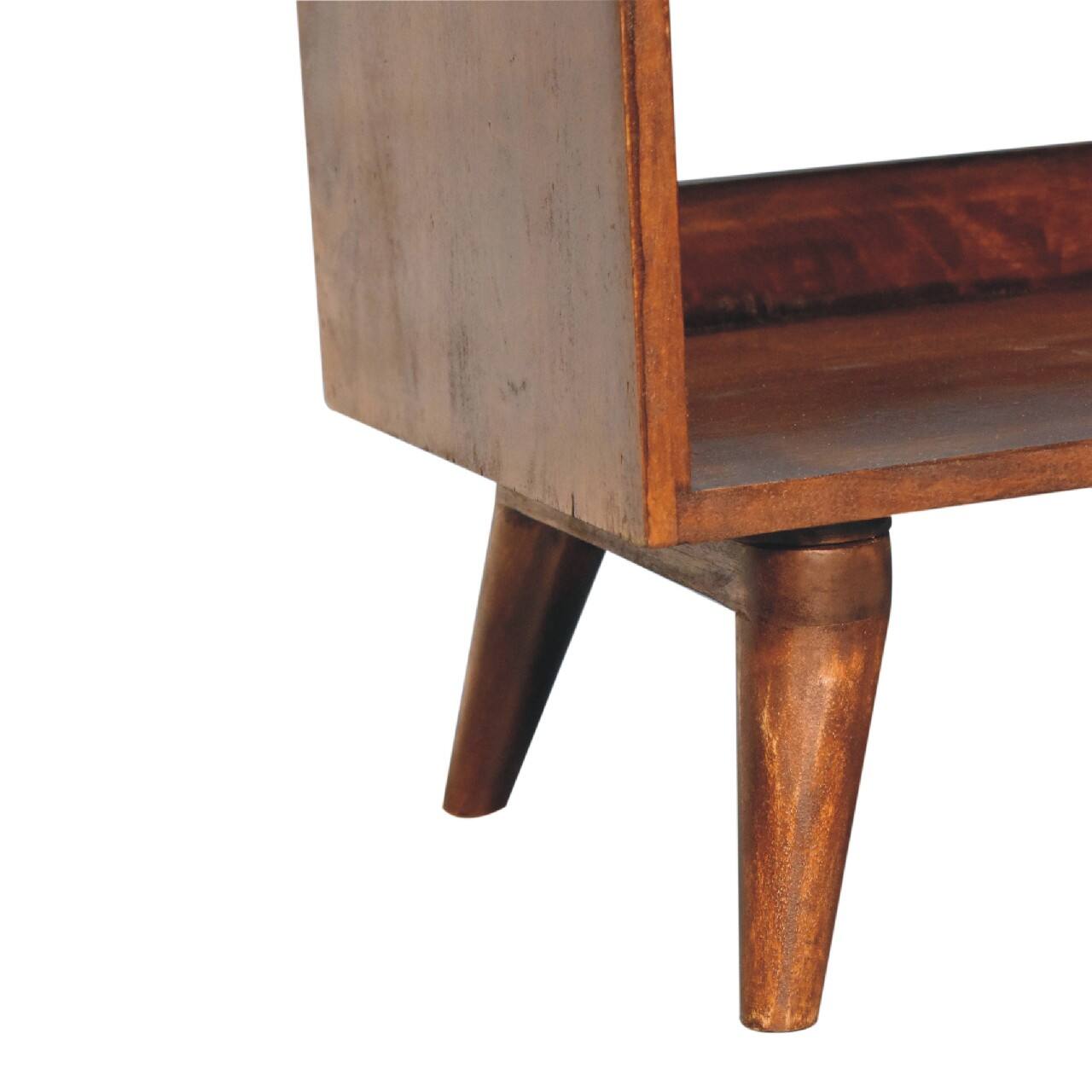 Alt View 4. Artisan Furniture - Artisan Furniture Solid Wood Chestnut Bench with Brown Leather Seatpad, Upholstered, 1 Open Slot, Dark Brown - Dark Brown.