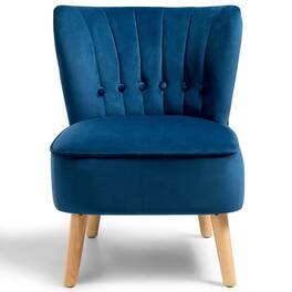 Pefilos - Armless Accent Chair Tufted Velvet Leisure Chair- Modern Mid-Century Upholstered Home Living Room Chair - Blue
