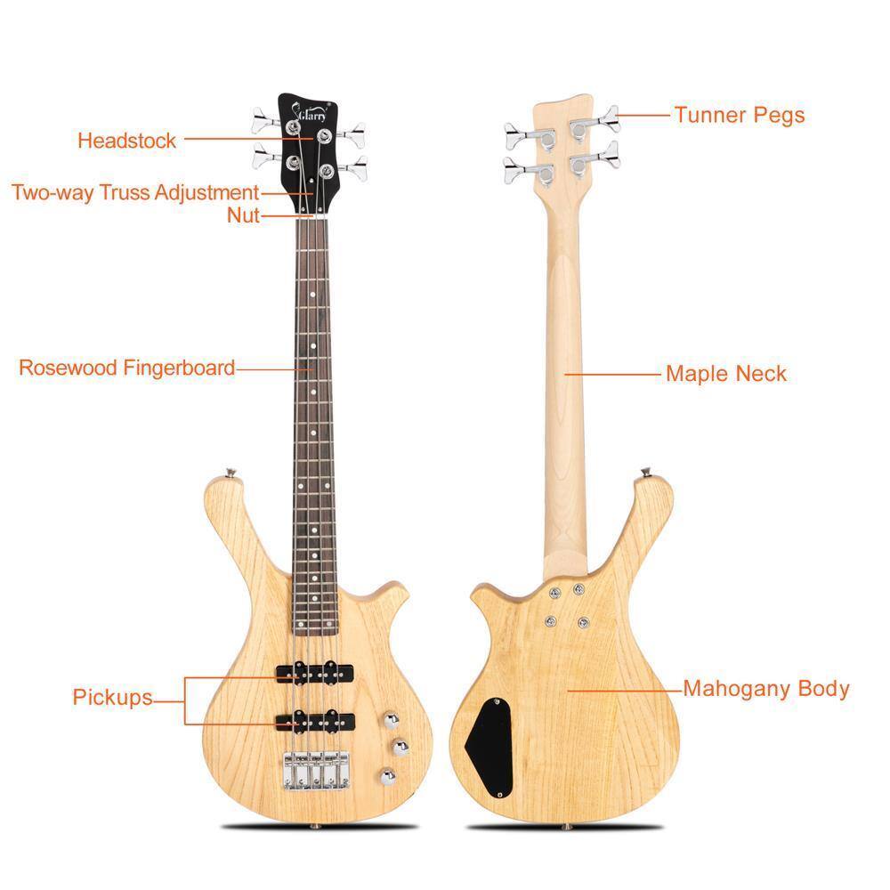 Headstock  
Tuner Pegs  
Two-way Truss Adjustment Nut  
Rosewood Fingerboard  
Maple Neck  
Pickups  
Mahogany Body