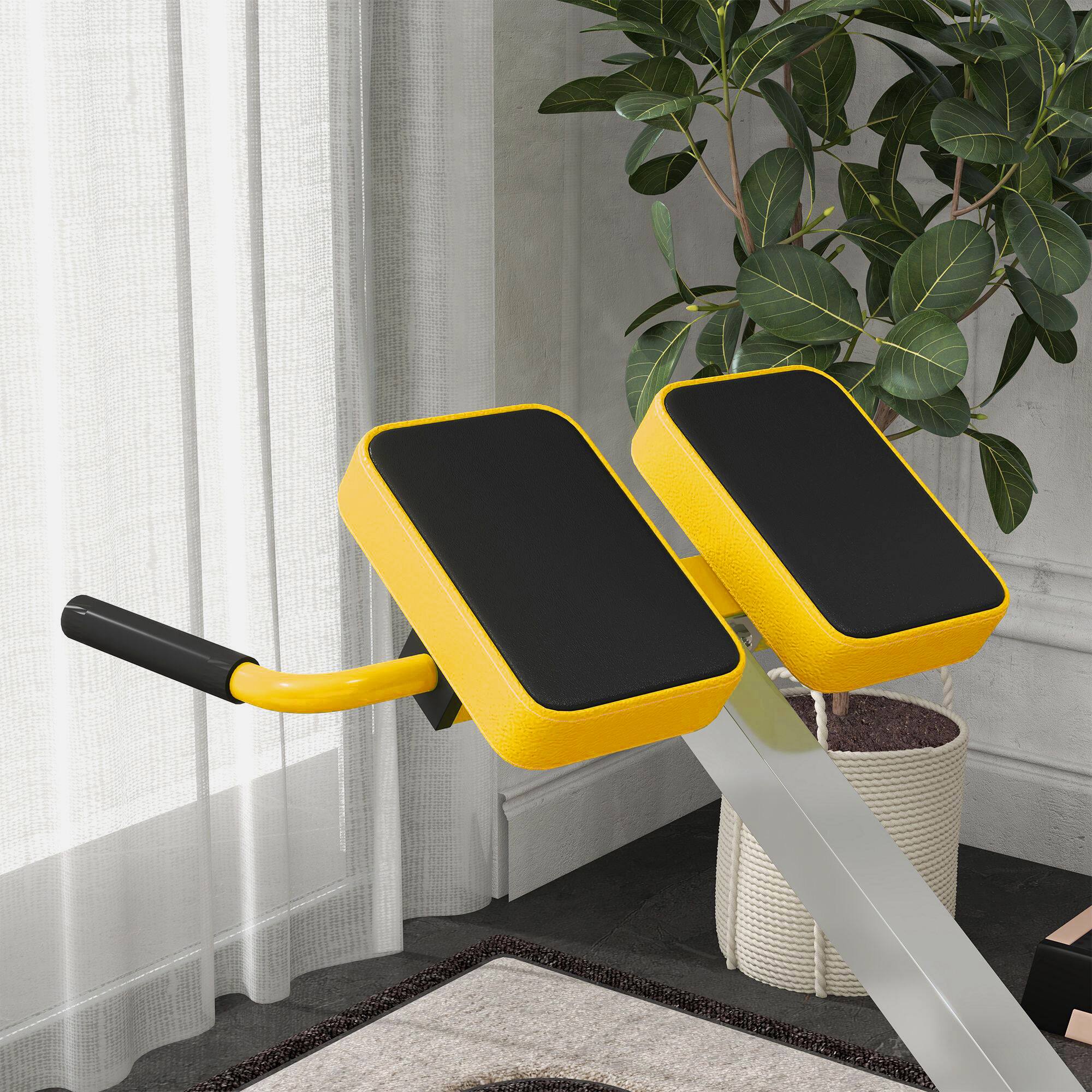 Alt View 8. Soozier - Roman Chair Back Extension Machine, Height Adjustable Hyperextension Bench with Dip Bars, Multi-Functional - Yellow.