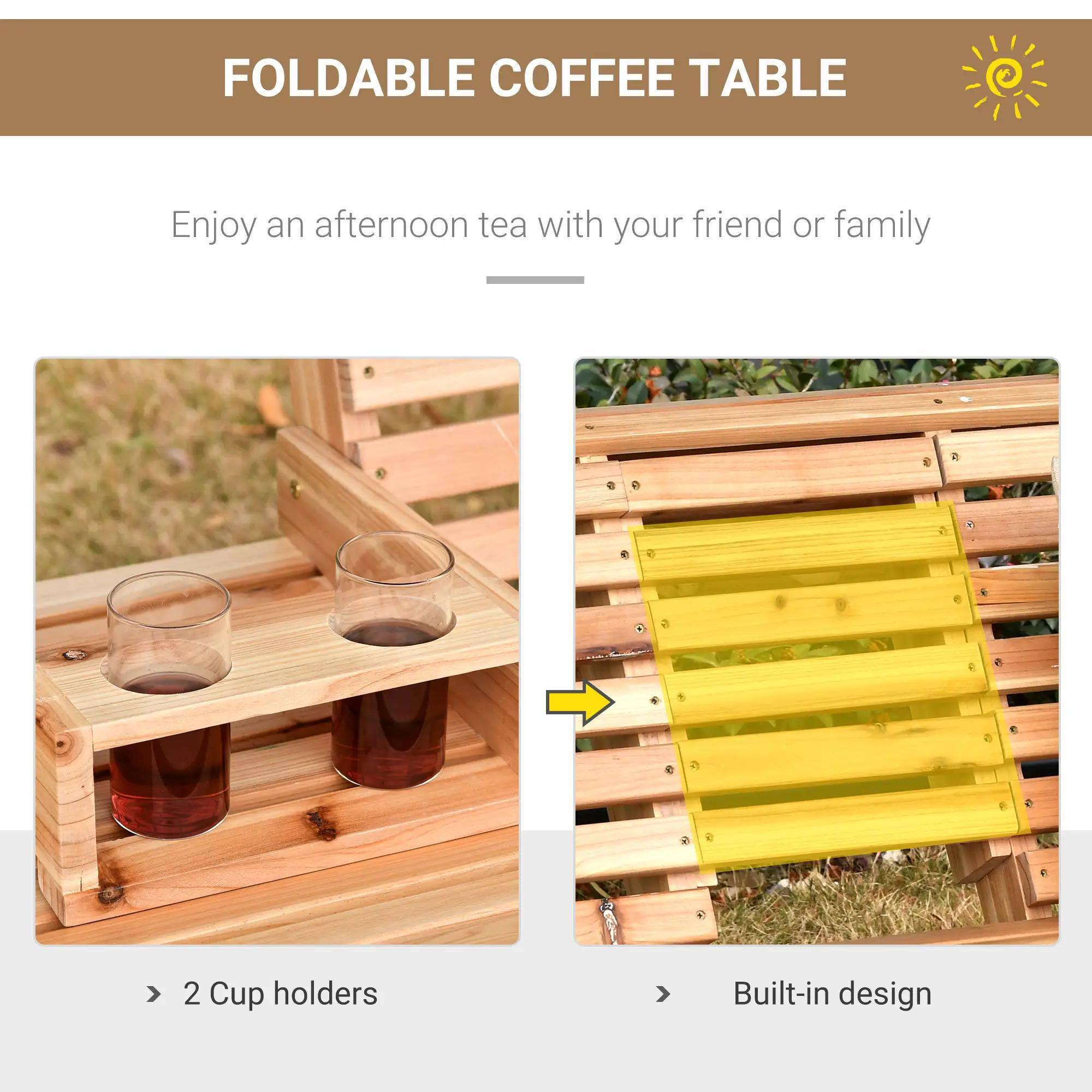 FOLDABLE COFFEE TABLE

Enjoy an afternoon tea with your friend or family

- 2 Cup holders
- Built-in design