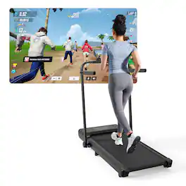Superun - Walking Pad Treadmill with Handle Bar, 300 LBS Capacity Treadmills for Home - Black