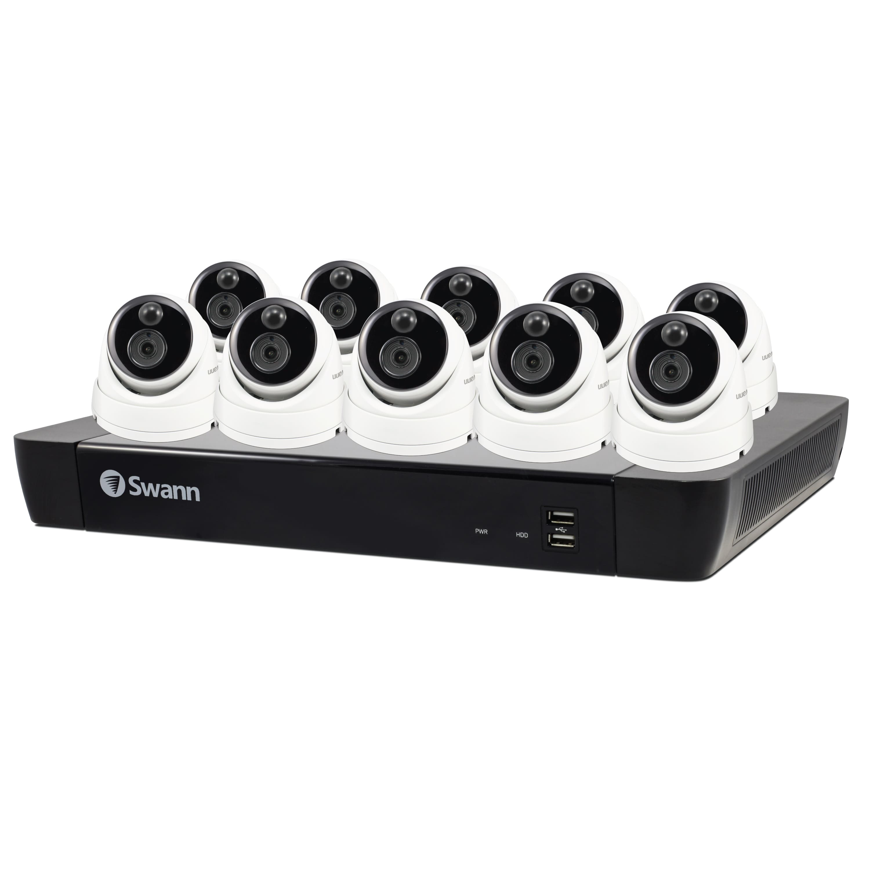 Swann Master Series 16-Channel, 10 Dome Camera, Indoor/Outdoor PoE ...