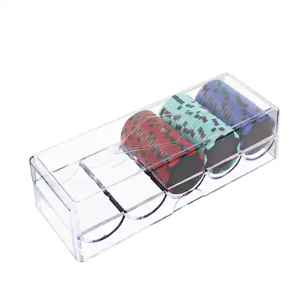 Front. GSE Games & Sports Expert - Casino Grade Poker Chip Tray Rack with Cover for Standard Size Chips, Holds 100 Chips (Single).