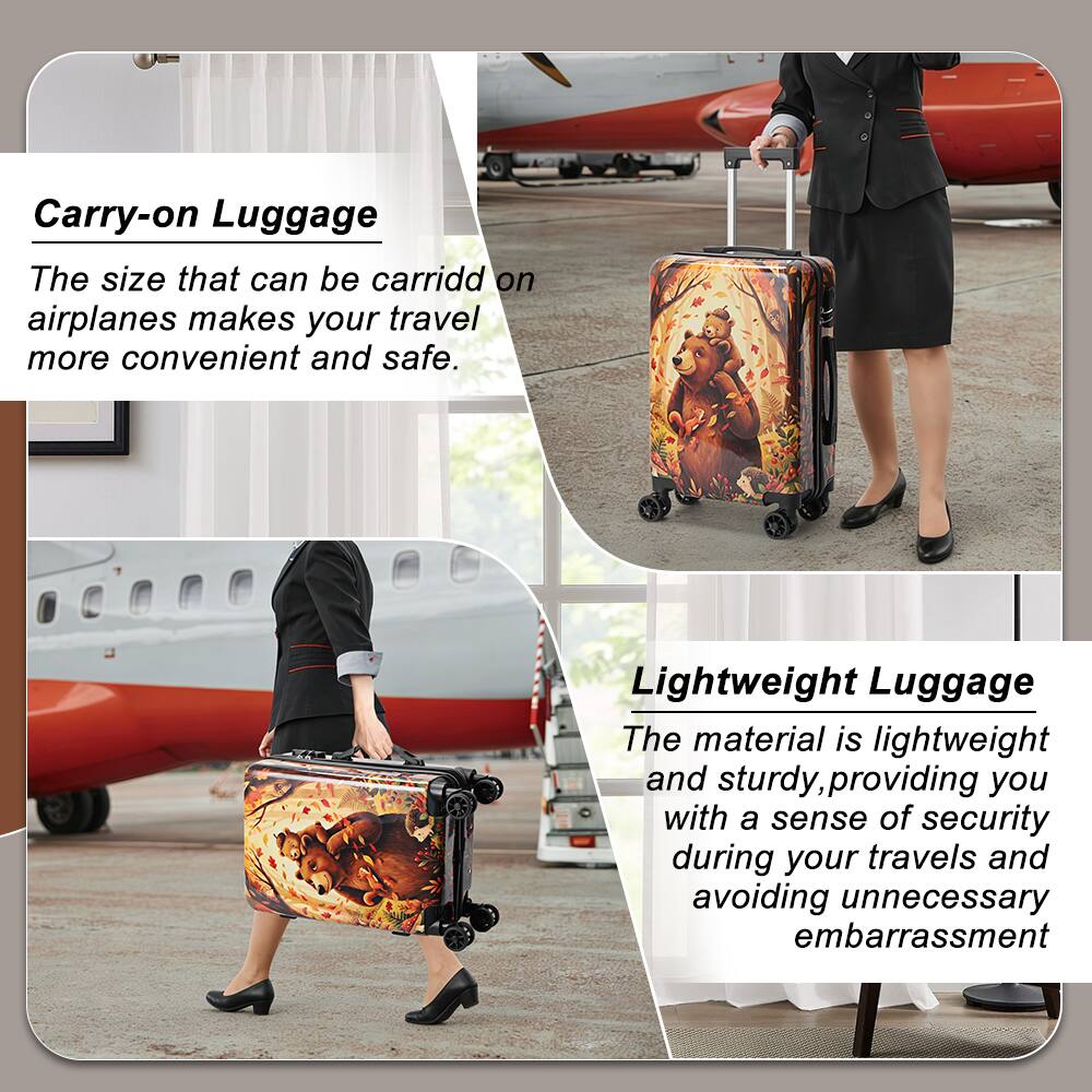 Carry-on Luggage  
The size that can be carried on airplanes makes your travel more convenient and safe.  

Lightweight Luggage  
The material is lightweight and sturdy, providing you with a sense of security during your travels and avoiding unnecessary embarrassment