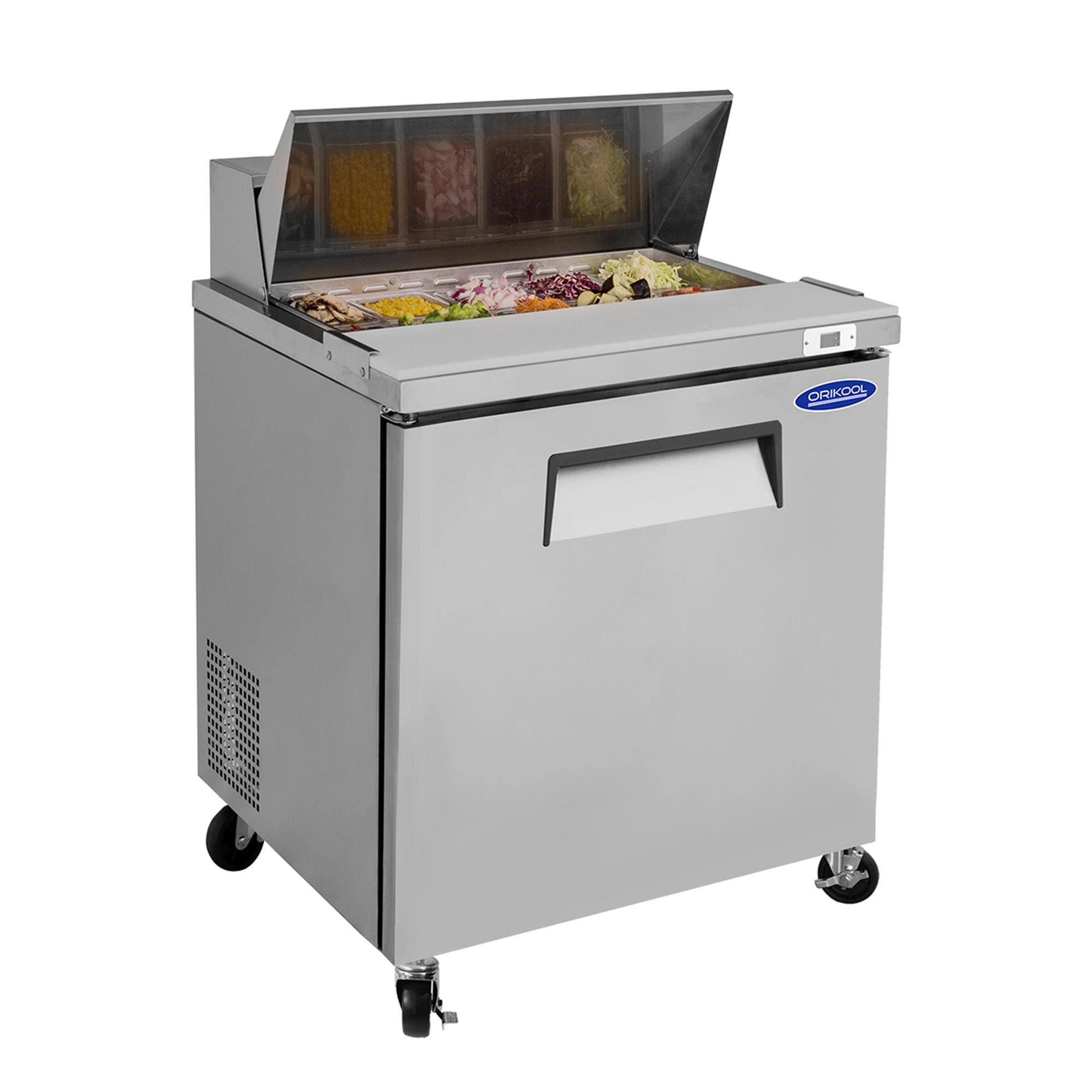 Boyel Living - Sandwich Salad Prep Table Refrigerator 28.9-in L x 31.5-in W x 45.1-in H ETL Approved - Silver