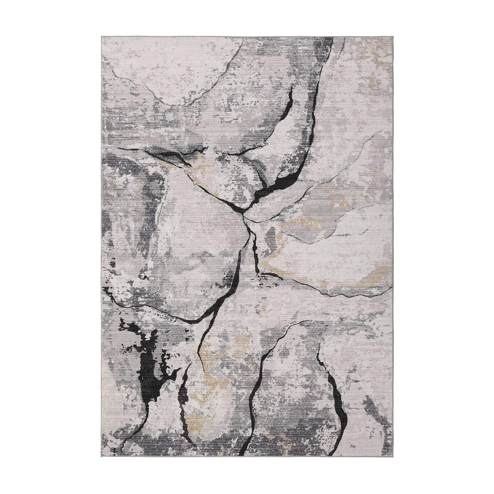 Front. GAOMON - Modern Abstract Art Area Rug Low Pile Pet Friendly Non Slip Foldable Vacuum Clean Floor Cover for Kid's Room Playroom - Grey.