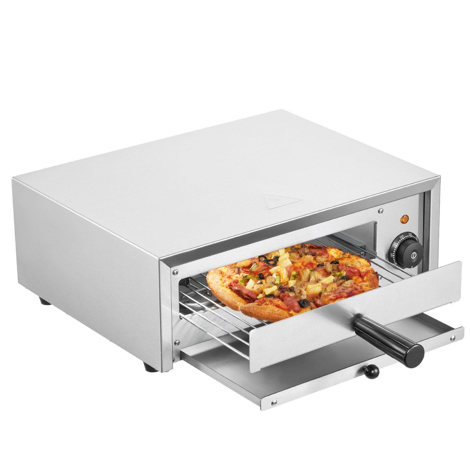 Alt View 10. Glintex - 12in Electric Pizza Oven 1500W, Adjustable Temp 122–662°F, Removable Tray for Indoor Cooking - Silver.
