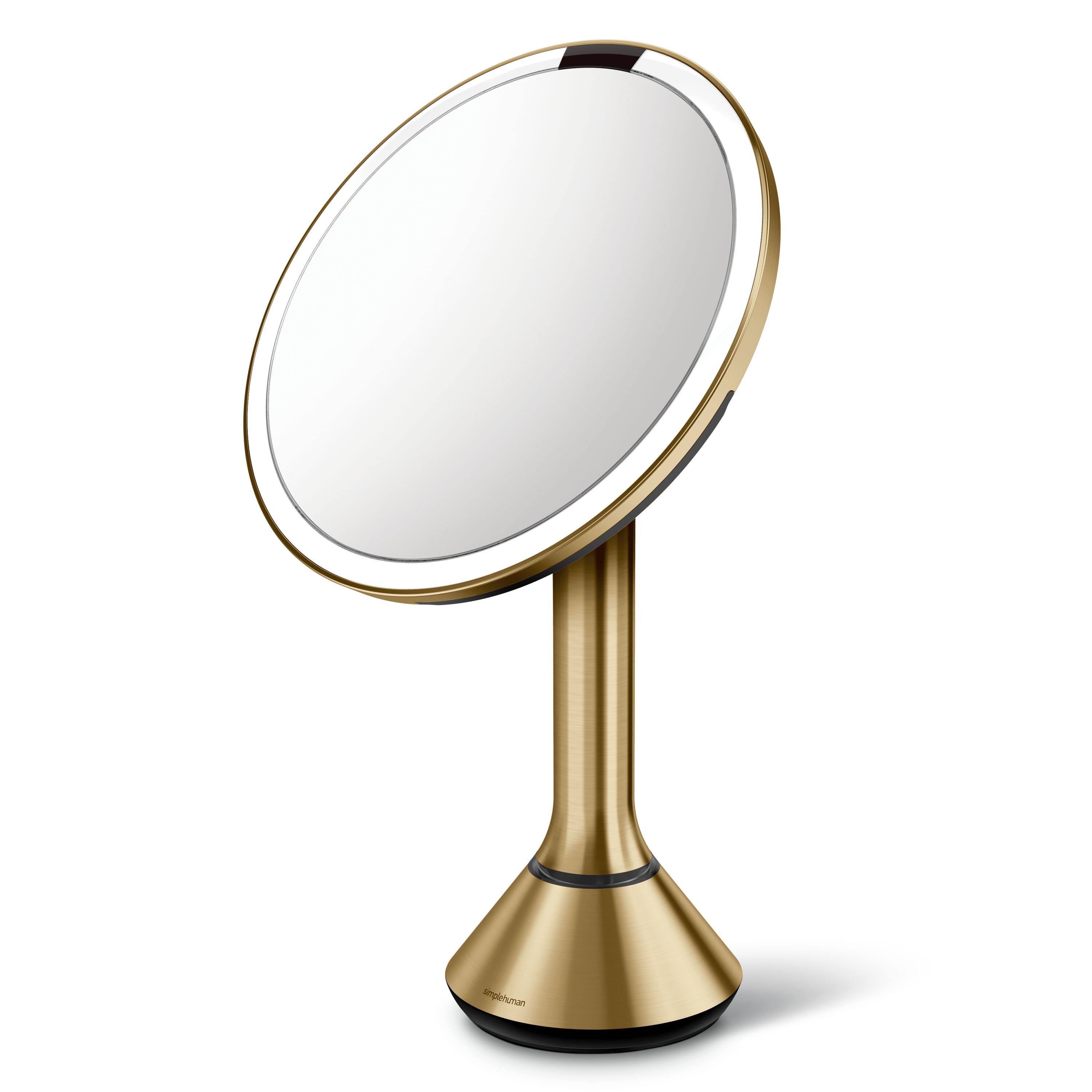 Alt View 1. simplehuman - sensor mirror with touch-control brightness and dual light setting, brass stainless steel - Brass.