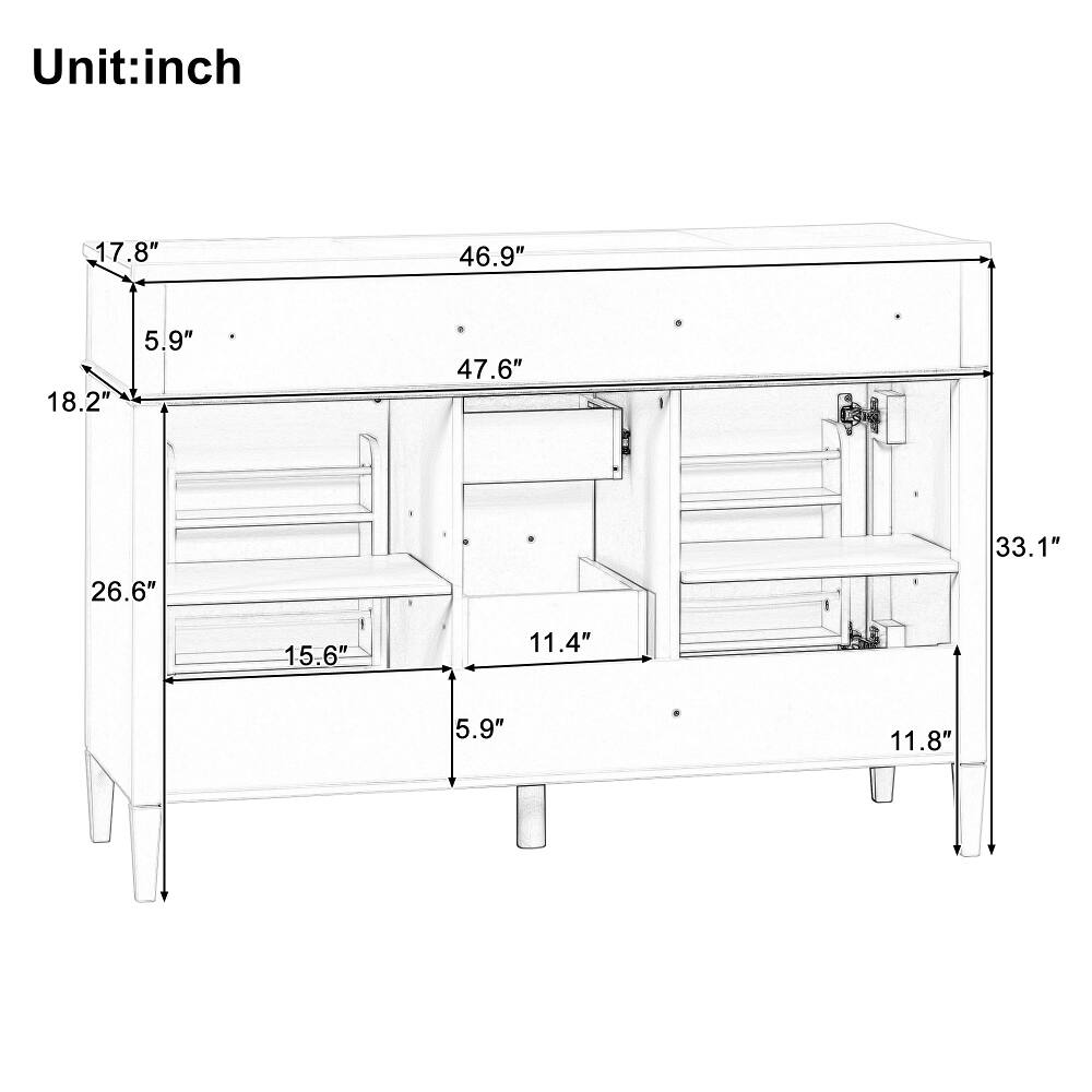 Unit: inch

17.8"
46.9"
18.2"
5.9"
47.6"
33.1"
26.6"
15.6"
11.4"
5.9"
11.8"