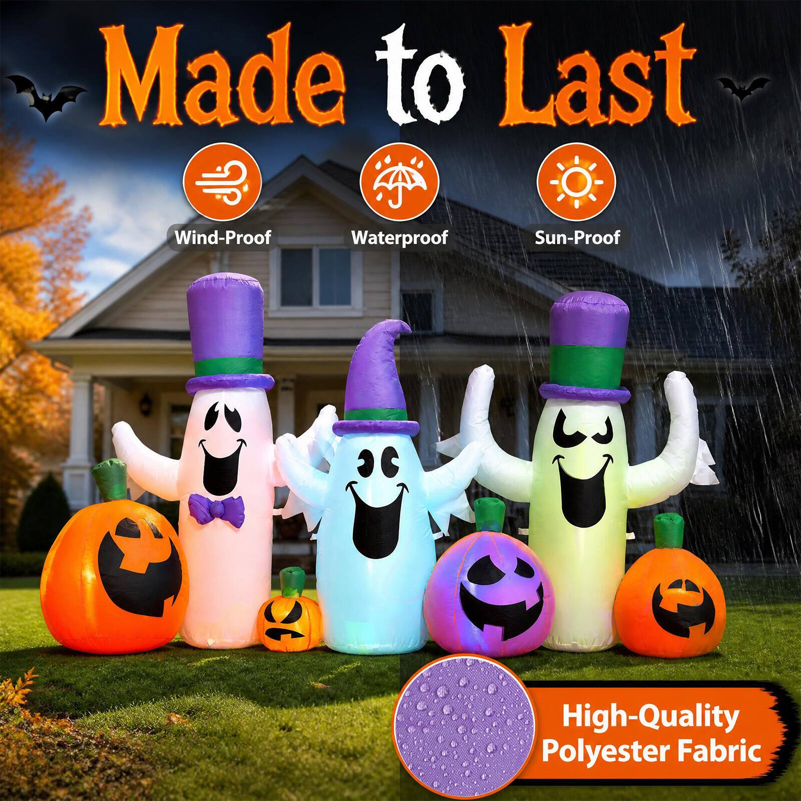 Made to Last  
Wind-Proof  
Waterproof  
Sun-Proof  
High-Quality Polyester Fabric