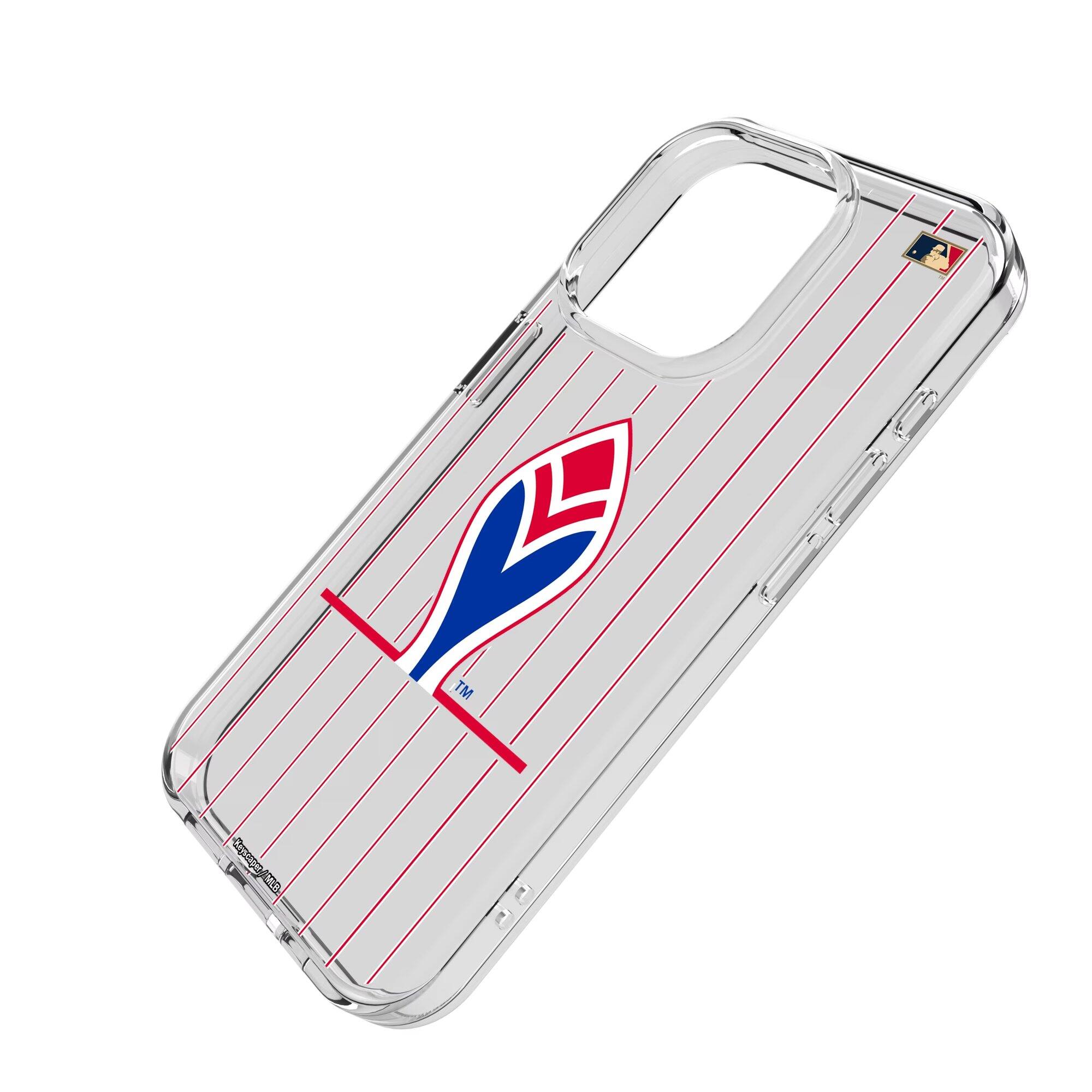 Alt View 1. Keyscaper - Atlanta Braves 1972-1975 Cooperstown Pinstripe iPhone Clear Case - 14 - Multicolor.