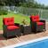 Alt View 3. Costway - 3 PCS Patio Wicker Rocking Set with Tempered Glass Table & Soft Cushions Outdoor - Red.