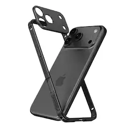 Dteck - Aluminum Frame Case for Apple iPhone 17 Pro with Seahorse Clip,Rugged Heat Dissipation Slim Bumper + Metal Lens Cover - Black