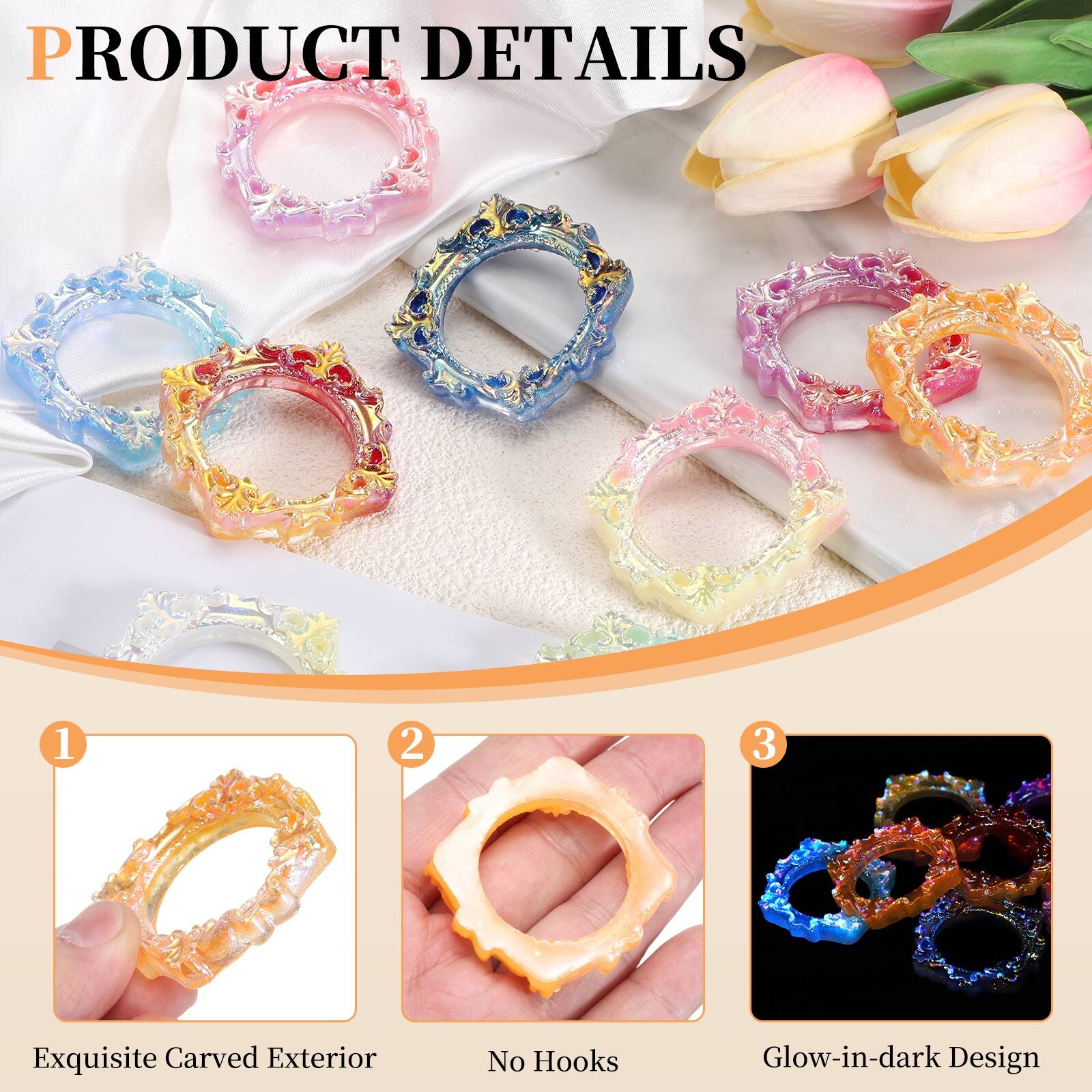 PRODUCT DETAILS

1. Exquisite Carved Exterior
2. No Hooks
3. Glow-in-dark Design