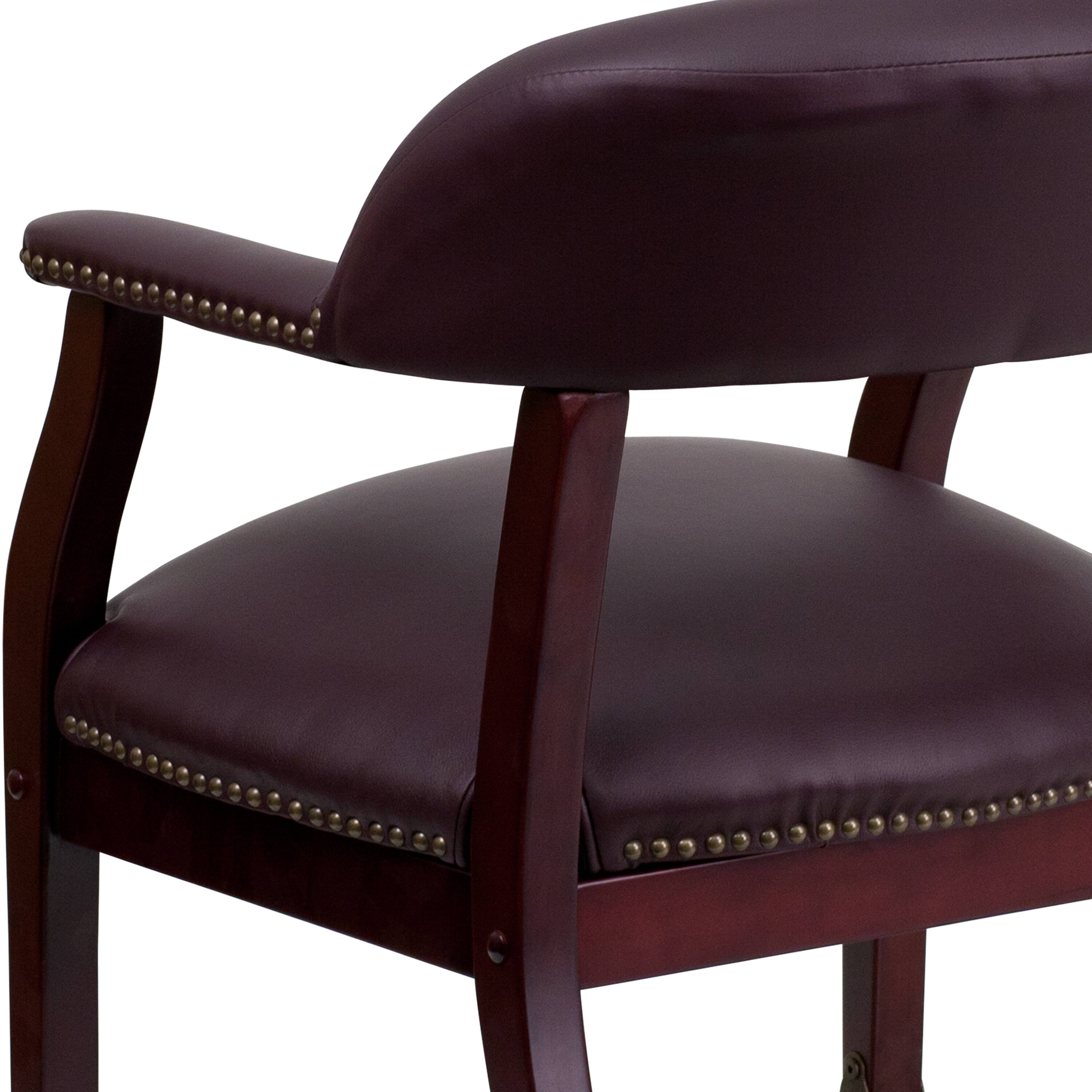 Alt View 9. Emma + Oliver - Conference Chair with Accent Nail Trim  and Casters - Burgundy LeatherSoft.