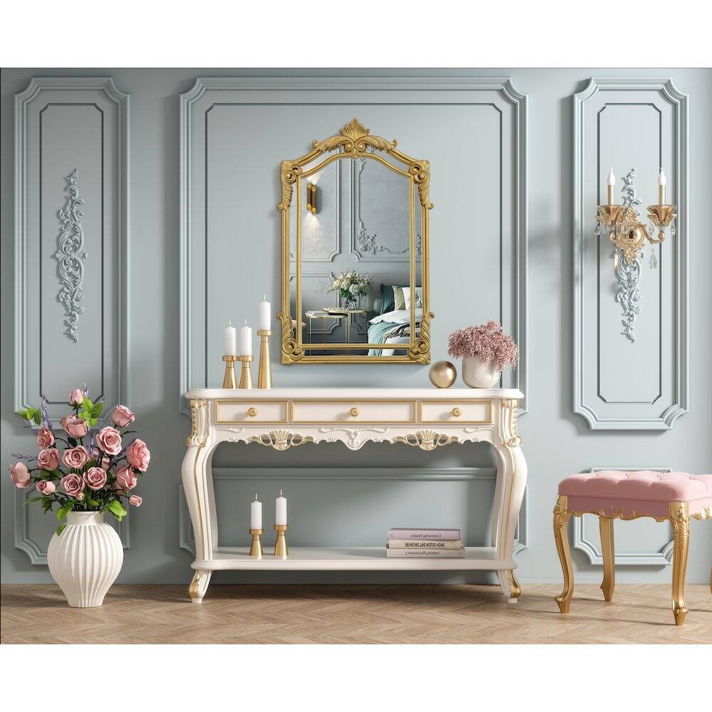 Alt View 4. Elegant Kitchen and Bath - Madeline 28.5X36 Traditional Mirror In Gold Leaf - Gold Leaf.