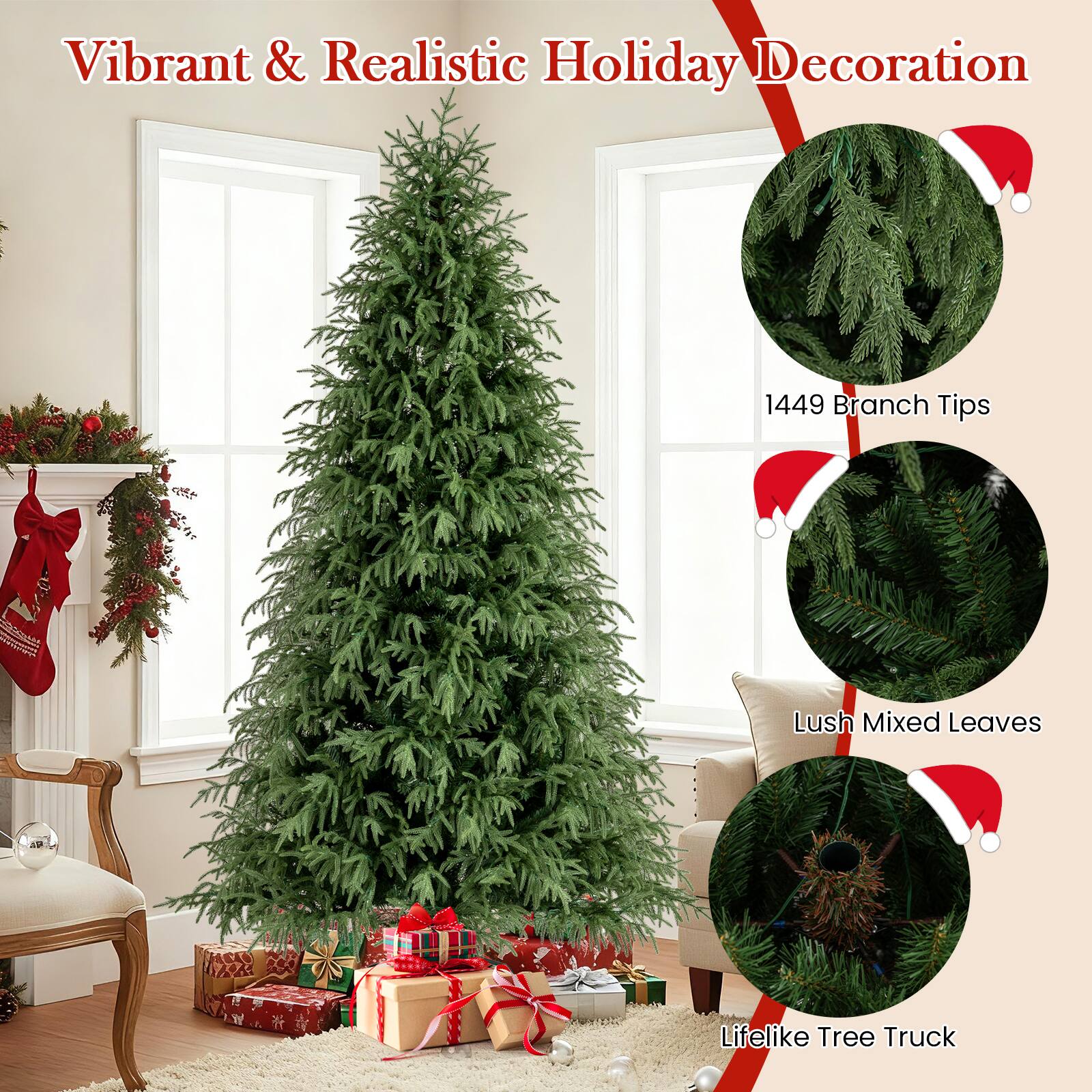 Vibrant & Realistic Holiday Decoration

1449 Branch Tips

Lush Mixed Leaves

Lifelike Tree Truck