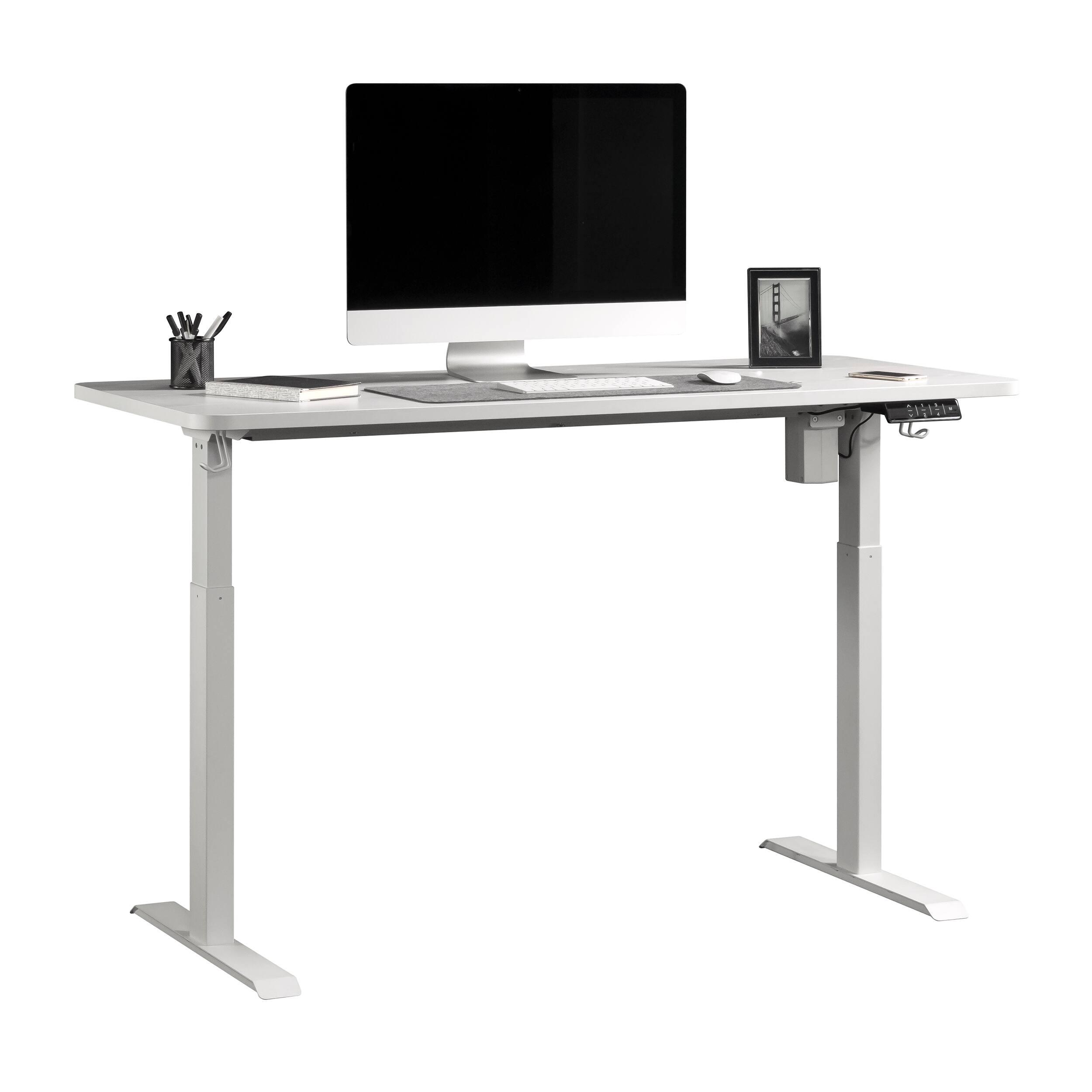 Alt View 2. TinyHomie - Sit Stand Desk White finish - White.